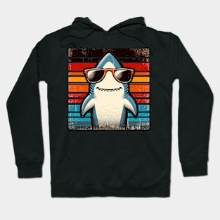 Cool Retro Shark in Sunglasses 70s 80s 90s Funny Shark Hoodie